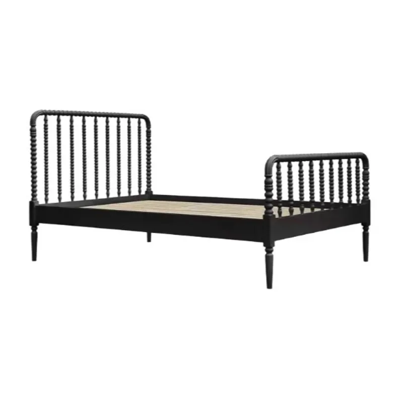 French vintage solid wood sugar gourd bed, American master bedroom, double wedding bed, princess homestay, single bed