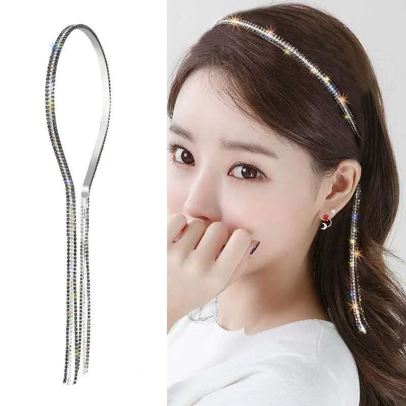 Wu's 2022 Claw Chain Headband Temperament Net Red Headband Personality Fairy False Earring Headband Tassel Rhinestone Headband