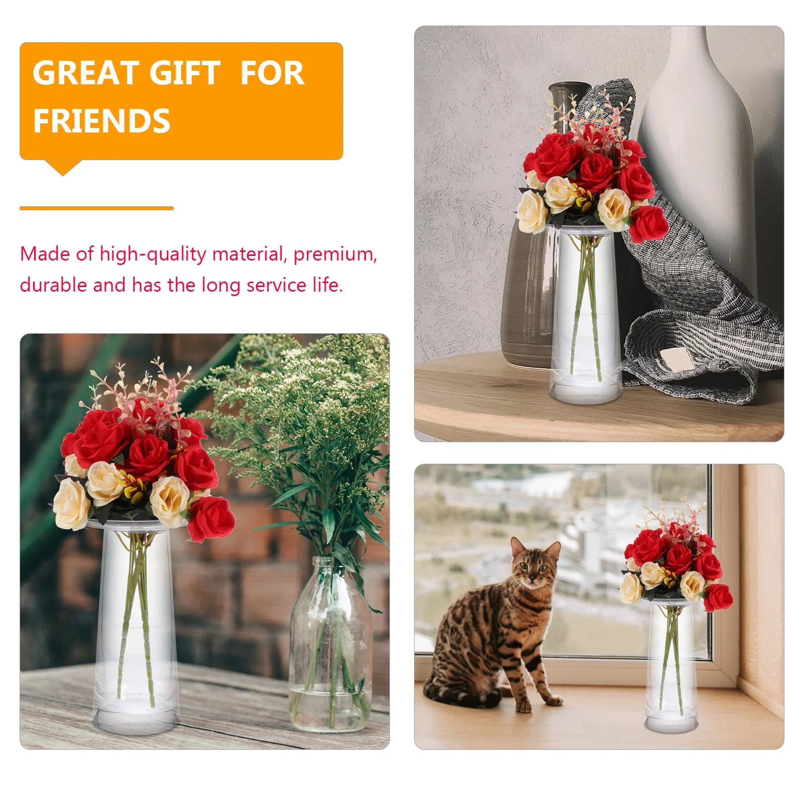 

Glass Vase Transparent Creative Shape Desktop Flower Container Simple Glass Craft Decorative Vase Flower Container