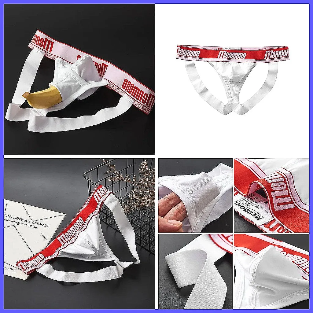 Men's Cotton Jockstrap Underwear - Sexy Thong with Supportive Front Pouch & Open Back Design