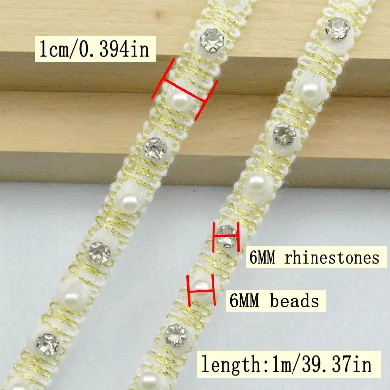 Baru 1Meter/39,37 Inci Per Pak Cocok untuk Gaun Prom Pernikahan Kain Renda Jahit Kain Kualitas Tinggi Renda Manik-manik Bambu Kecil