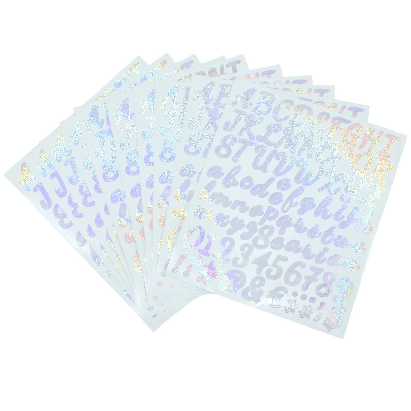 

10 Sheets Handwritten Alphabet Number Stickers Glitter Decorative DIY Greeting Card Scrapbook Envelope Diary Adhesive Creative