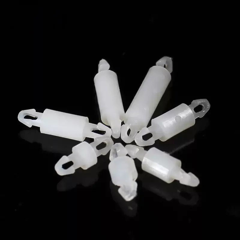 나일론 푸시 인 더블 헤드 플라스틱 PC 보드 절연 기둥 지지대 스페이서 절연 기둥 플라스틱 버클, 흰색 PA66, 1000 개