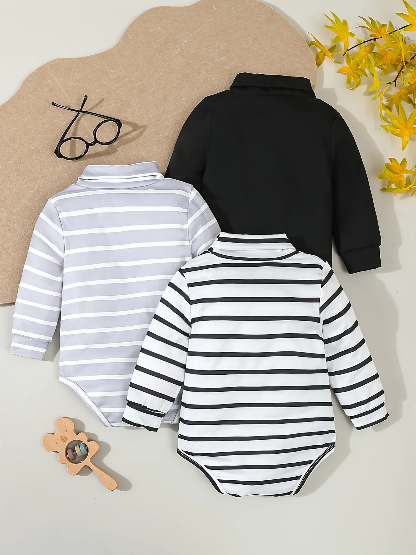 3pairs/Lot Spring And Autumn New Baby Boy Turtleneck Triangle Clothing Comfortable Casual Simple Striped Jumpsuit Multi-Piece