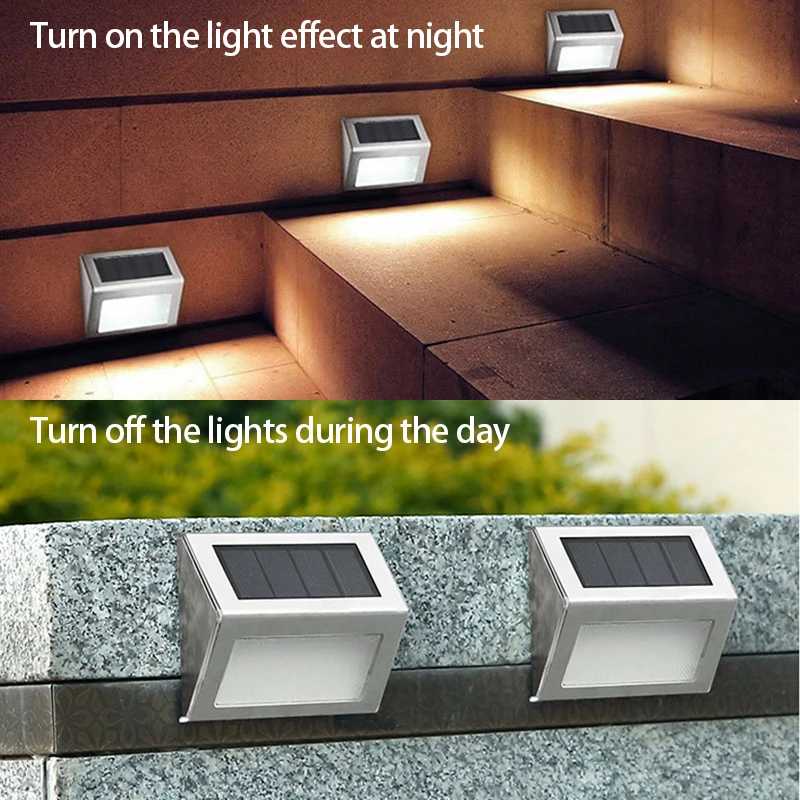 Luces LED solares impermeables para escaleras, lámpara de valla de paso para exteriores, camino de cubierta, patio de jardín, 6 LED