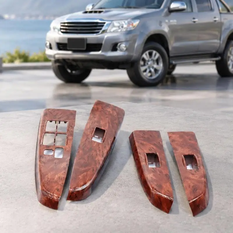 Window Lift Switches Buttons Cover, Contoured Window Button Panel Cover Trim for 2008-2014 Hilux Models, with Formed Rear Clips