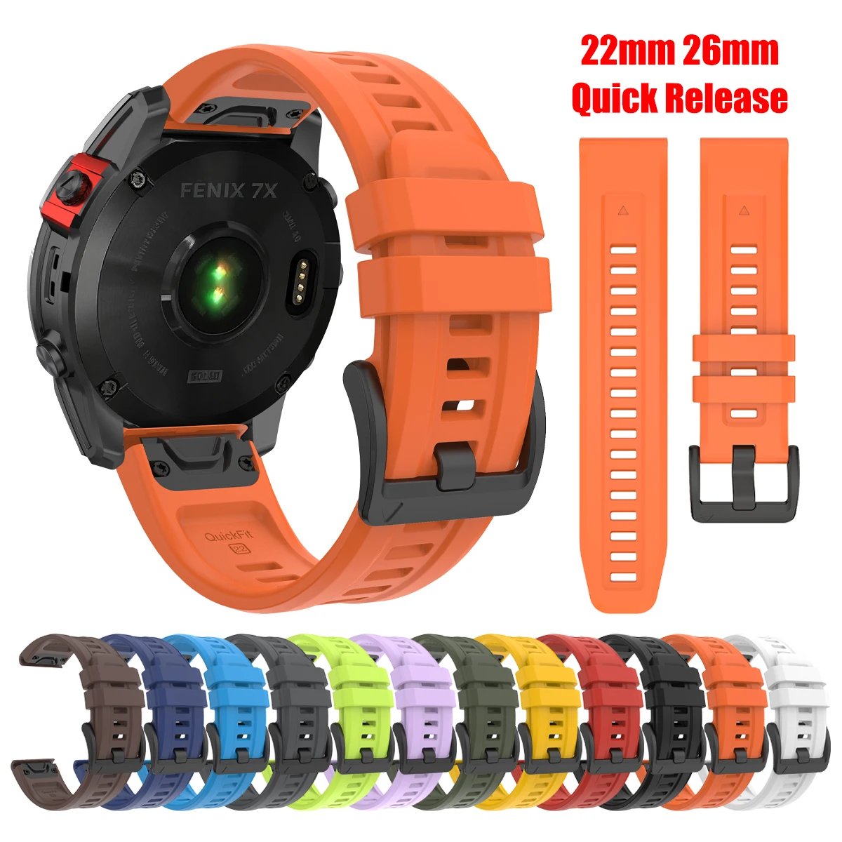 26mm 22mm Watch Band Strap For Garmin Fenix 6X6 Pro 7X 7 Fenix  8pro 47mm 51mm E Silicone Wristband Epix Pro/Quatix 8 3 Bracelet