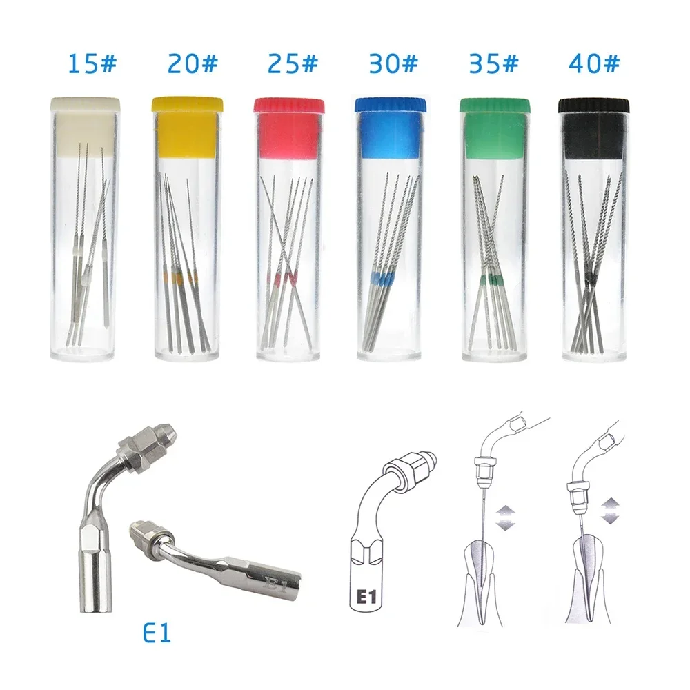 ملفات اللبية لقناة جذور الأسنان ، نيتي مع أطراف قشارة ، نقارة خشب EMS قلائد فوق صوتية ، ملفات E ، E1 ، E2 ، 6 لكل زجاجة
