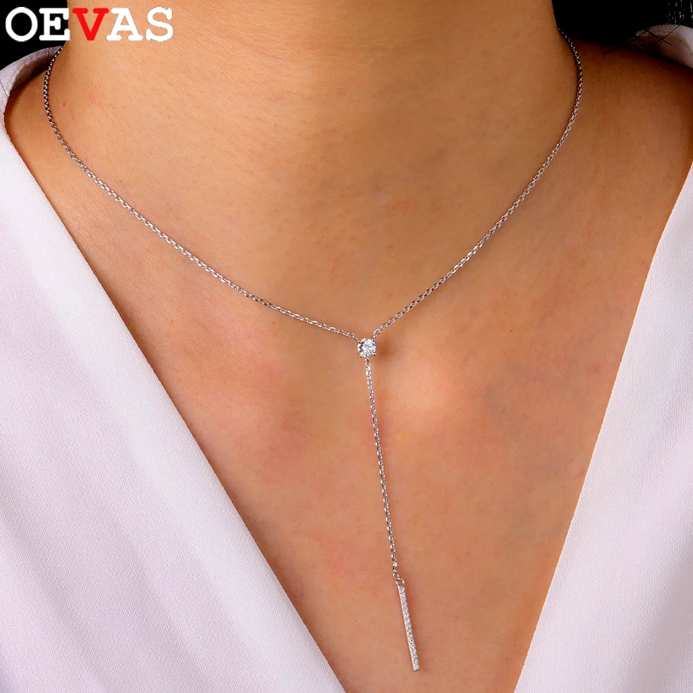 

OEVAS 100% S925 Sterling Silver 4MM Moissanite Necklace D VVS1 Lab Diamond Pendant Neck Chain For Women Fine Jewelry Wholesale