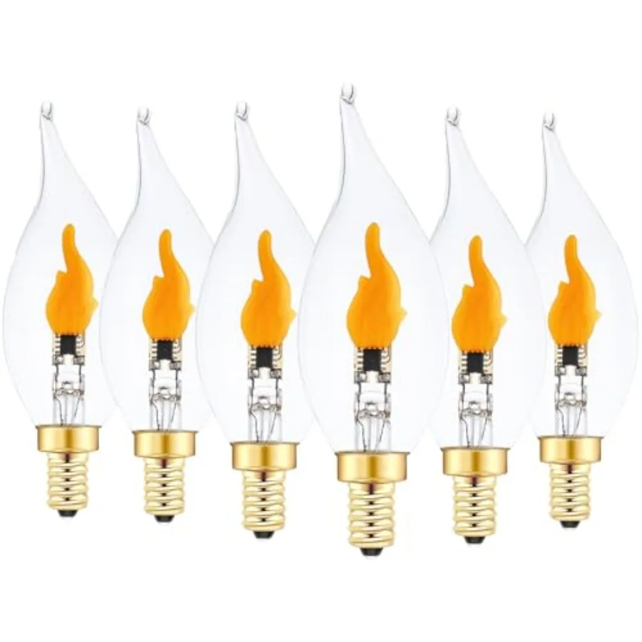 

Flickering Flame Light Bulbs, E1 LED Flicker Candelabra Flame Effect Light Bulb for Decoration, Clear Glass CA11 Shape, Pack