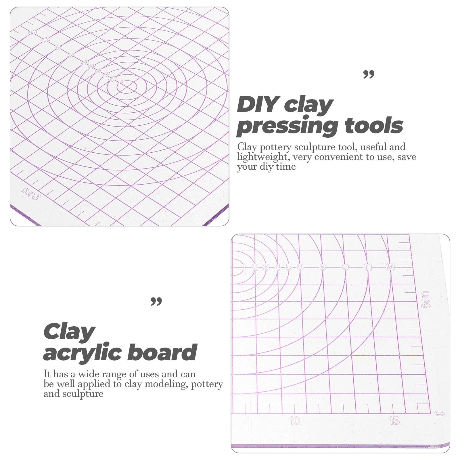 

Transparent Acrylic Rolling Board Square Round Corner Pressing Plate Polymer Clay Tools DIY Pottery Sculpture Clay Roller Board