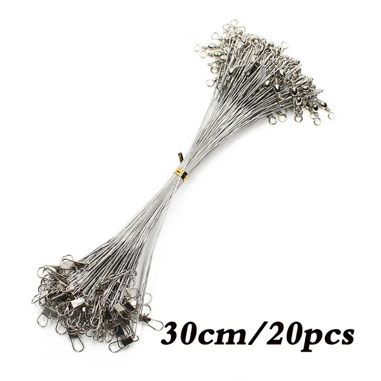 Anti Bite Staal Vislijn Staaldraad Leider Met Swivel Vissen Accessoire Lood Kern Leash Vissen Draad 15 Cm 20 Cm 30 Cm