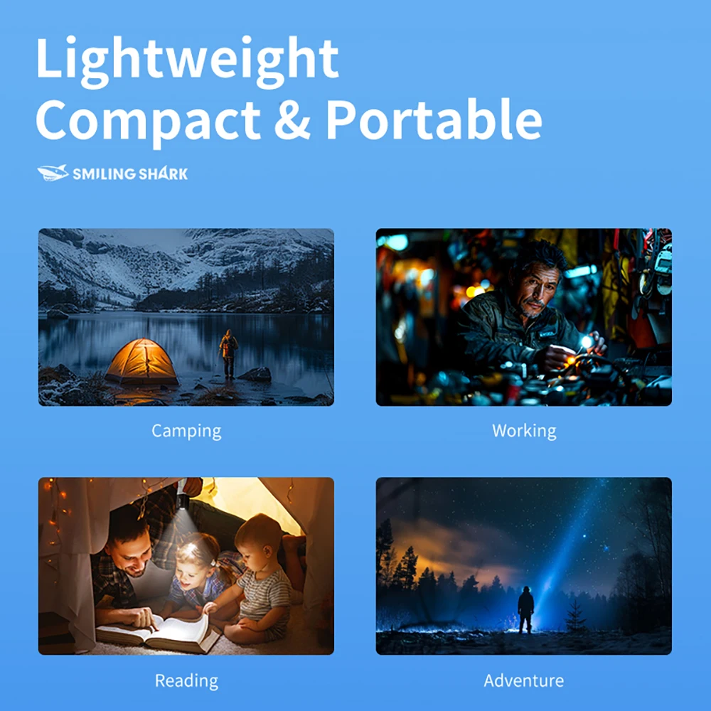 Smiling Shark SD-1039 LED Flashlight, Super Bright Handheld Flashlight, Long-lasting Flash Light Rechargeable for Outdoors