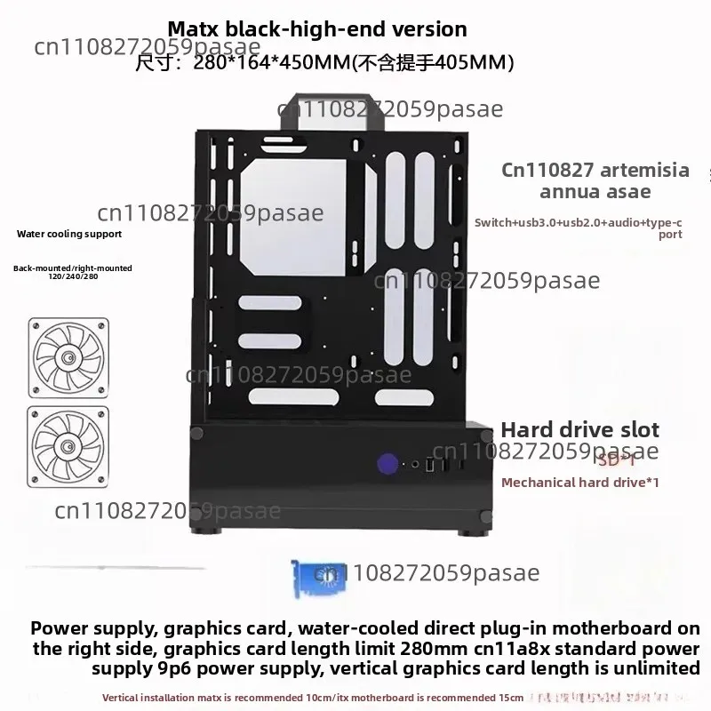 Open Frame PC Case 240/360 Liquid & Air Cooling Rack ATX/MATX Vertical GPU Desktop Mini Case