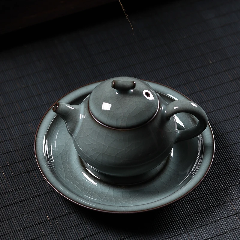 Blue Porcelain Tea Pot Holder Ge Kiln Ice Crack Longquan Ceramic Dry Bubble Table Pot Tray Home Use Tea Ceremony Accessories