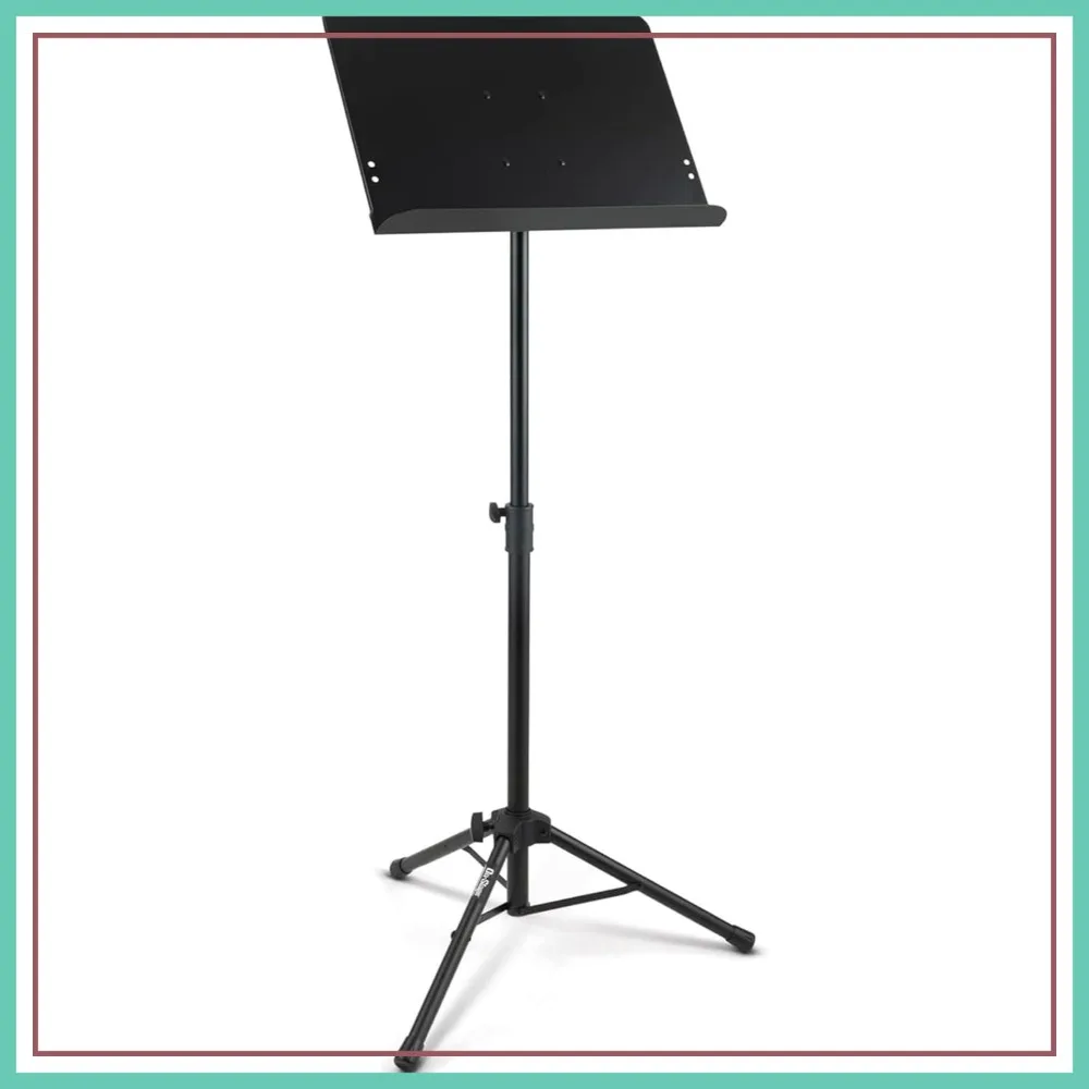 

Professional Grade Folding Orchestral Sheet Music Stand, Black - Lightweight & Portable for Musicians