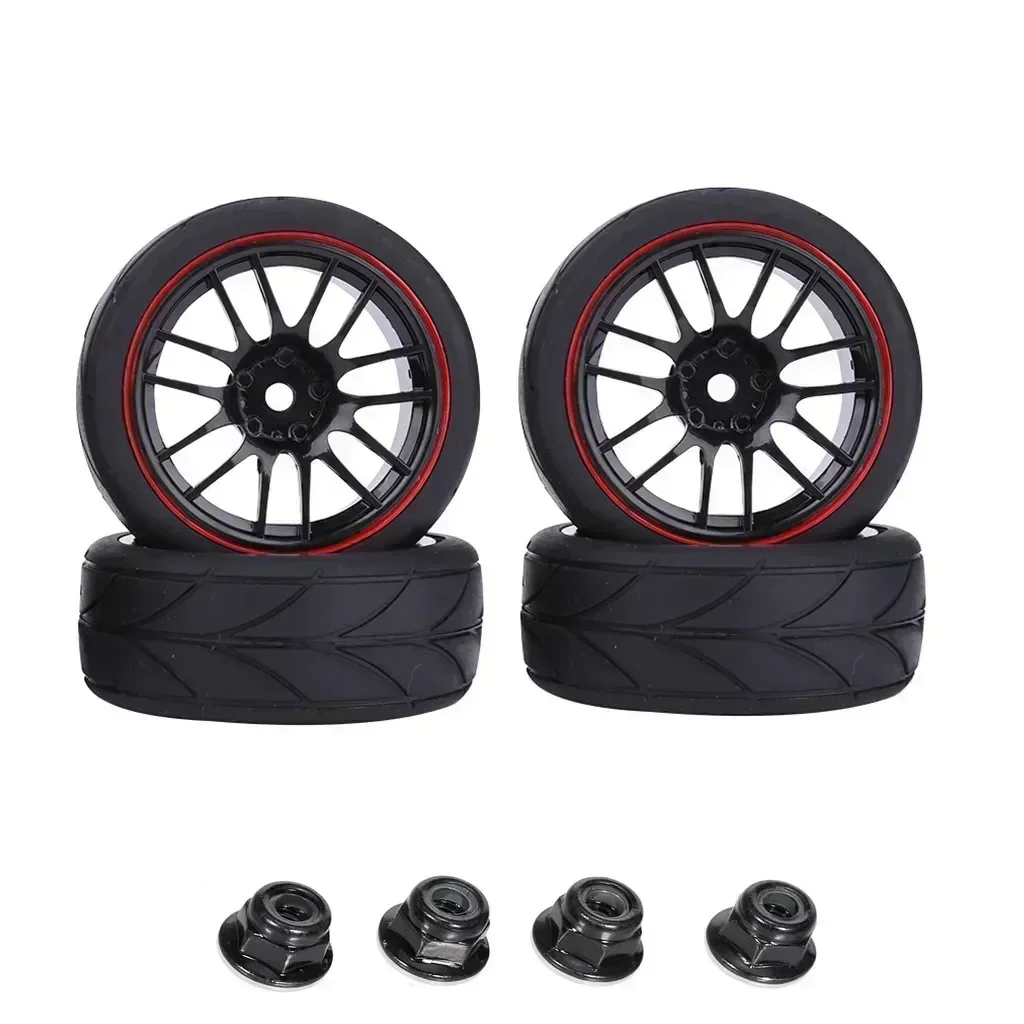 4PCS 65mm 1/10 On Road Tires & Wheels Rims 12mm Hex Hub for Redcat HPI Tamiya Exceed RC Touring Car HSP 144001 94123 94122 CS