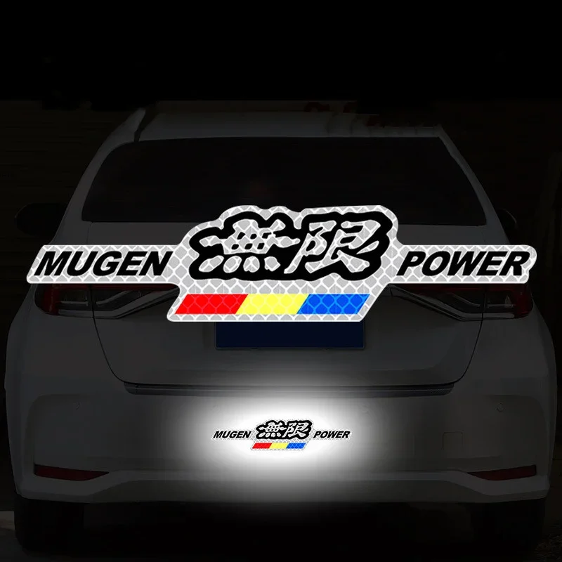 3D Mugen Power Logo Rear Trunk Night Reflective Light Car Emblem Badge Sticker Decals For Honda Accord Civic Crv City Jazz Hrv