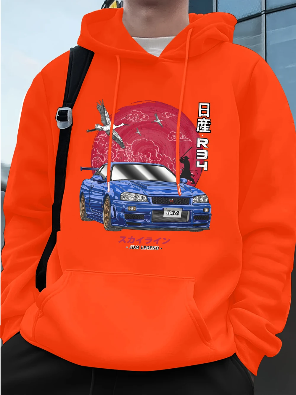 Nippon Jdm Skyline Gtr R34 Prints Mens Hoodies Autumn Pocket