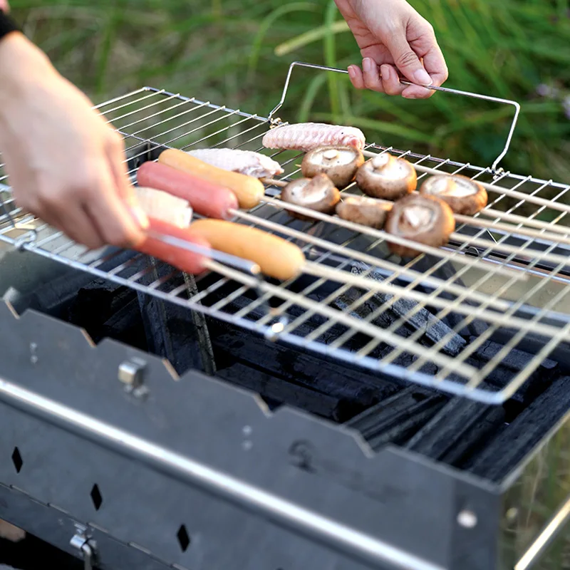 

1 Pcs Barbecue Thicken Net Square Grid Cooking Square Bbq Grill Steel Mesh Bar Baking Cooling Frame Fire Flat Chicken Duck Mesh