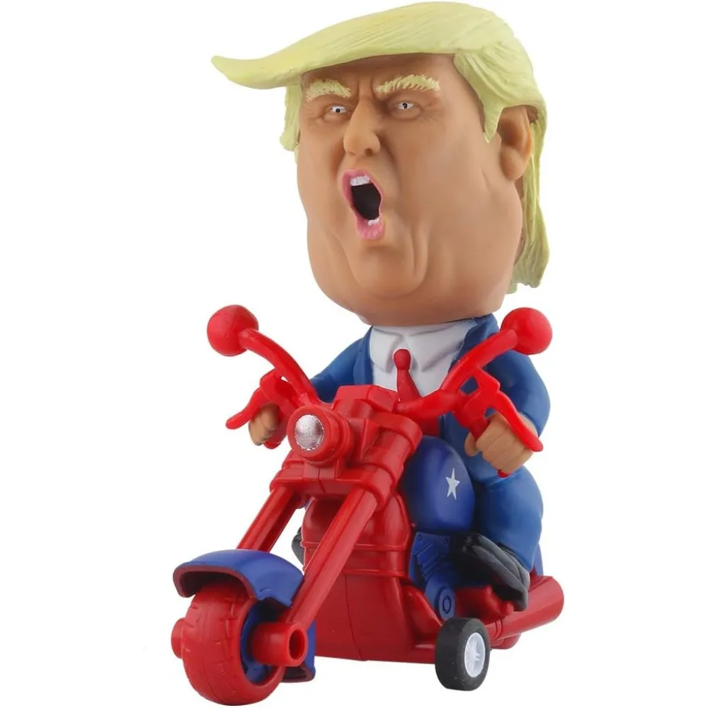 President Donald Trump 2024 Toy Doll, Funny Motorcycle Riding Acceleration Car, Novel Parody Gift