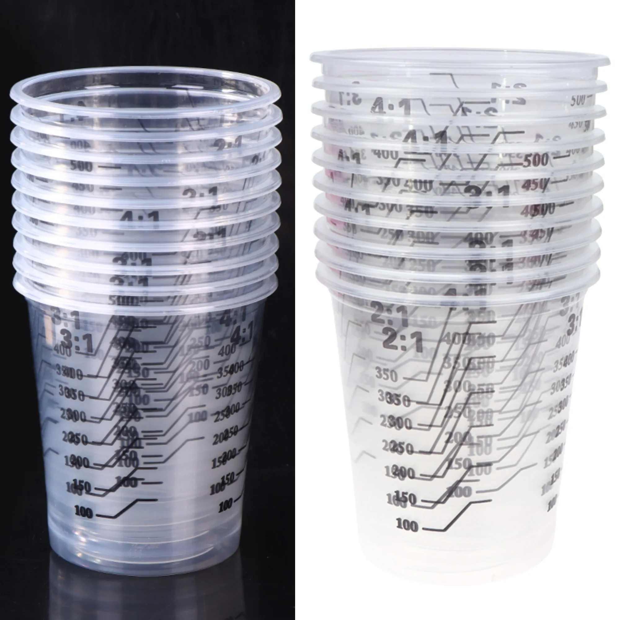 Construction Painting Tool Transparent Disposable Plastic Paint Mixing Cups 500ml Mixing Pot Paint Mixing Calibrated Cup