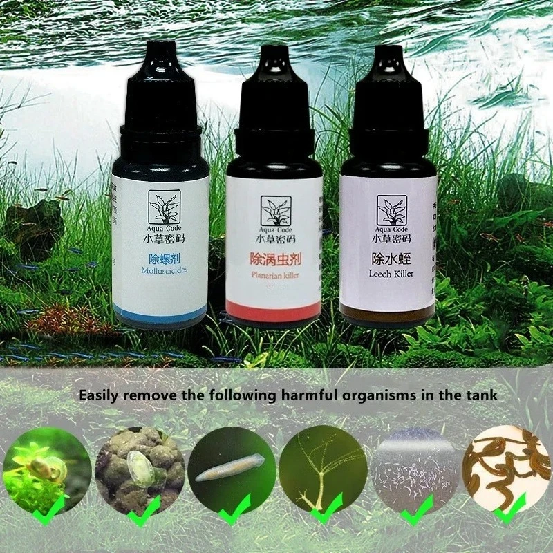 10ml Aquarium Planarien-Wurmkiller, Effektiver Schnecken- und Blutegelentferner, Fungizid und Molluskizid für Garnelen-Aquarien