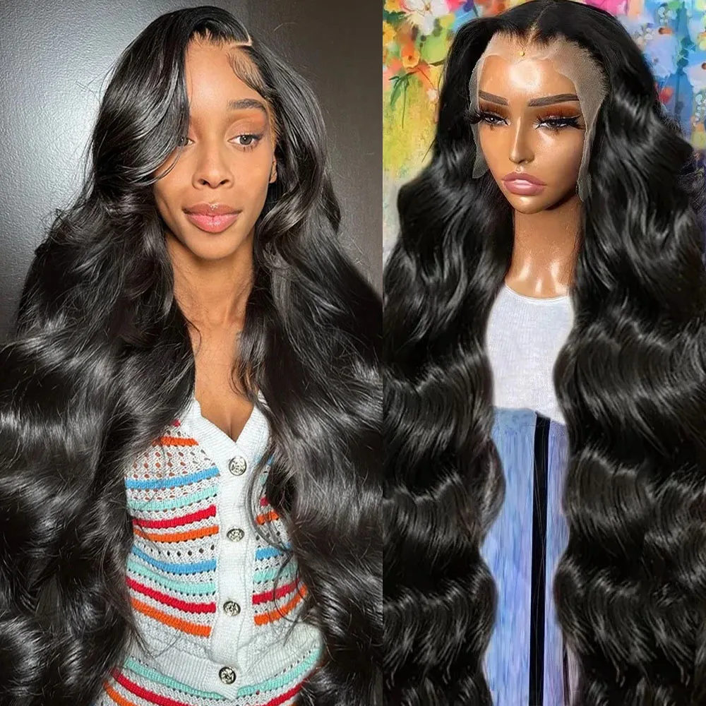 Mylockme Body Wave 13x4 Lace Front Human Hair Wigs Brazilian Water Wave 13x6 Preplucked  Bleached Knots Wigs For Black Women