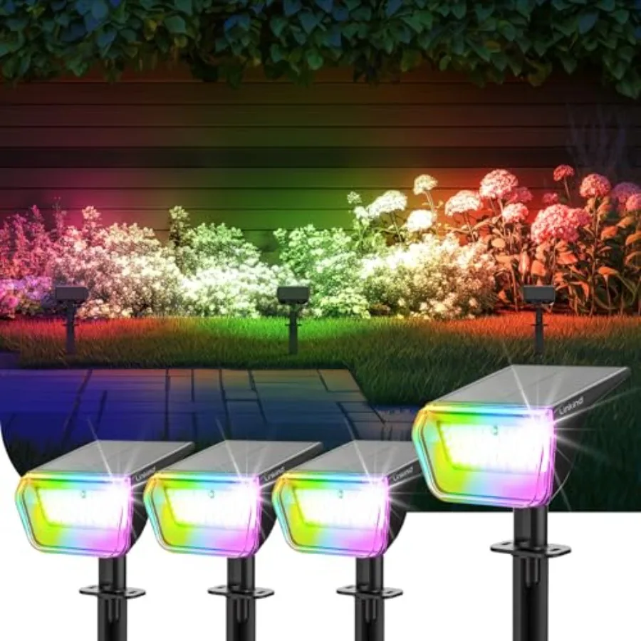 

Солнечные RGB-светильники для улицы, водонепроницаемые IP70, 10 режимов освещения, изменение цвета, ландшафтное освещение для сада, двора, дорожек
