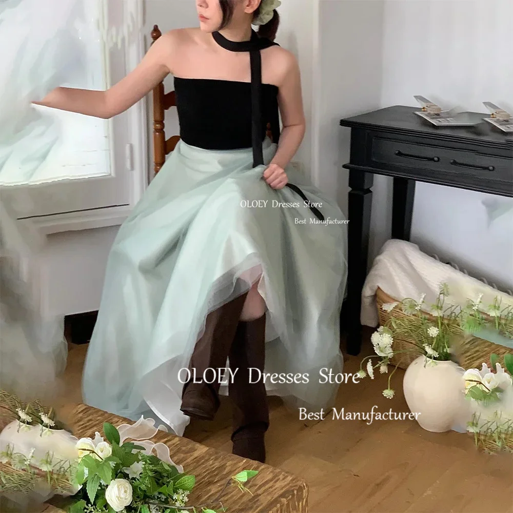 OLOEY Simple Korea Strapless Wedding Dress With Bolero Photoshoot Floor Length Prom Dress A Line Soft Organza Women Corset Back