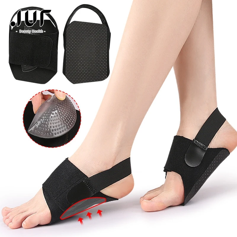 Arch Support Bandages para pés chatos, Envoltório de fascite plantar com gel Orthotic Pad, Alívio da dor, Design de alça antiderrapante