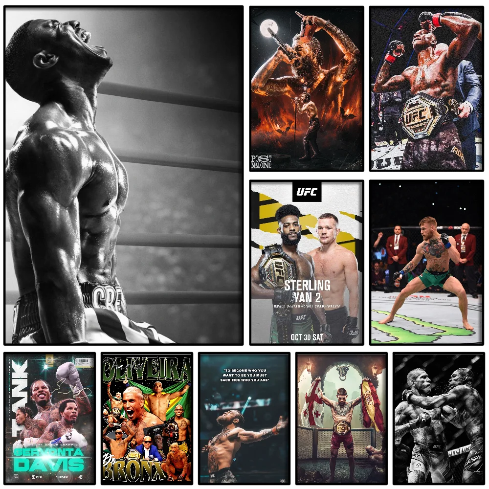 1PC U-Ultimate Fighting Championship UFC Poster Self-adhesive Art Waterproof Paper Sticker Coffee House Bar Room Wall Decor