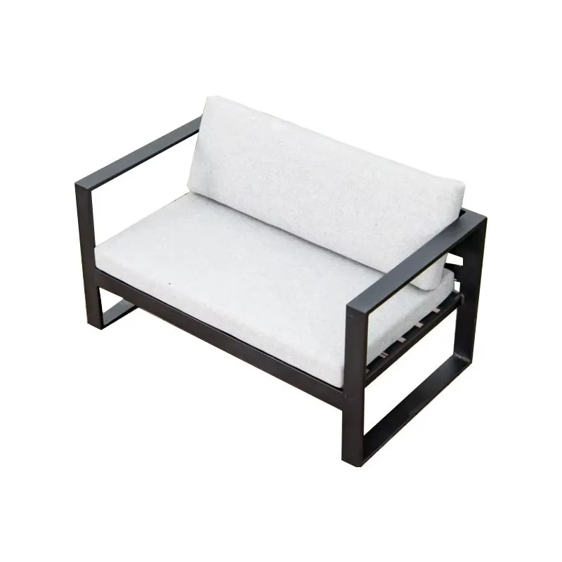 

Modern Casual Design Metal Patio Furniture Set Luxury Single Chair Loveseat with Wood Top Table for Outdoor Courtyard Use Hotels
