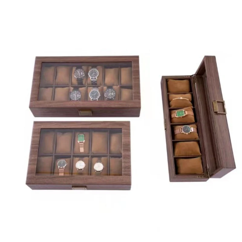 New Style Retro Imitationv High End Transparent Windowed Watch Grain Leathe Storage Display Packaging Box Headpiece Storage Case image 5