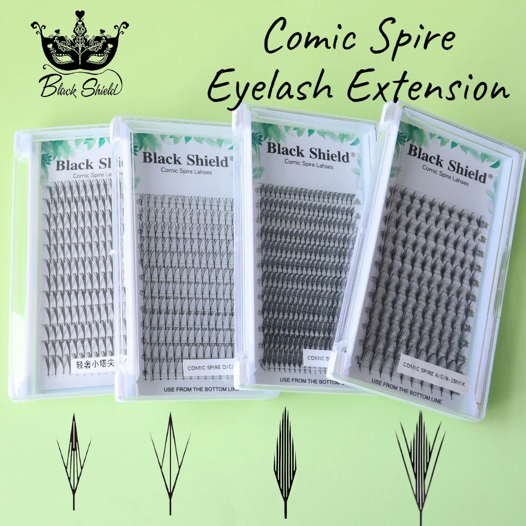

Black Shield 4 PCS 0.07 Individual Russian Volume Anima Comic Spire Cosplay Korean 노글루 속눈썹 Makeup False Eyelashes