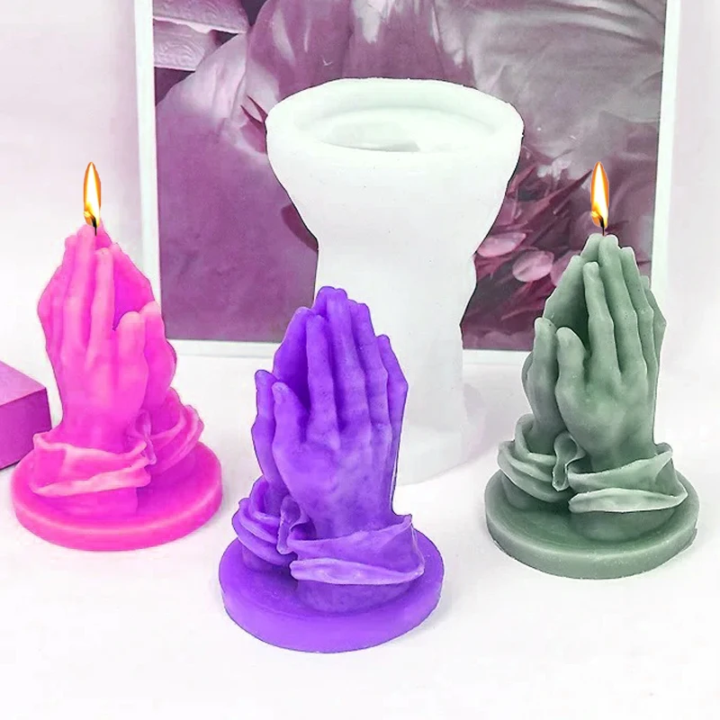 3D Prayer Gestures Silicone Candle Mold DIY Finger Aromatherapy Plaster Crafts Resin Clay Molds Soap Making Tools Home Gifts