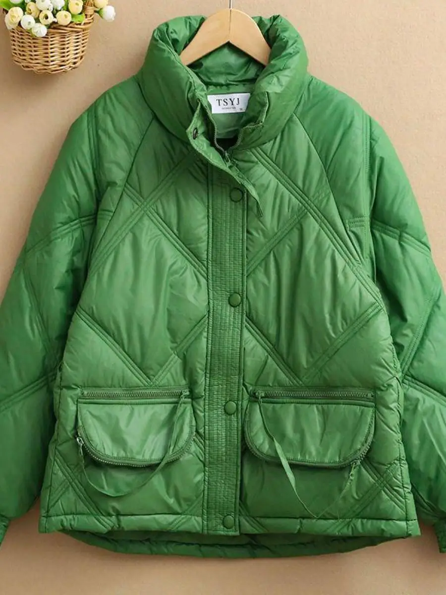 2025 Neuer Damen-Jacket aus lockerer Baumwolle in Übergröße, leichter Herbst-Wintermantel, lässig, bequeme Passform, erschwinglich