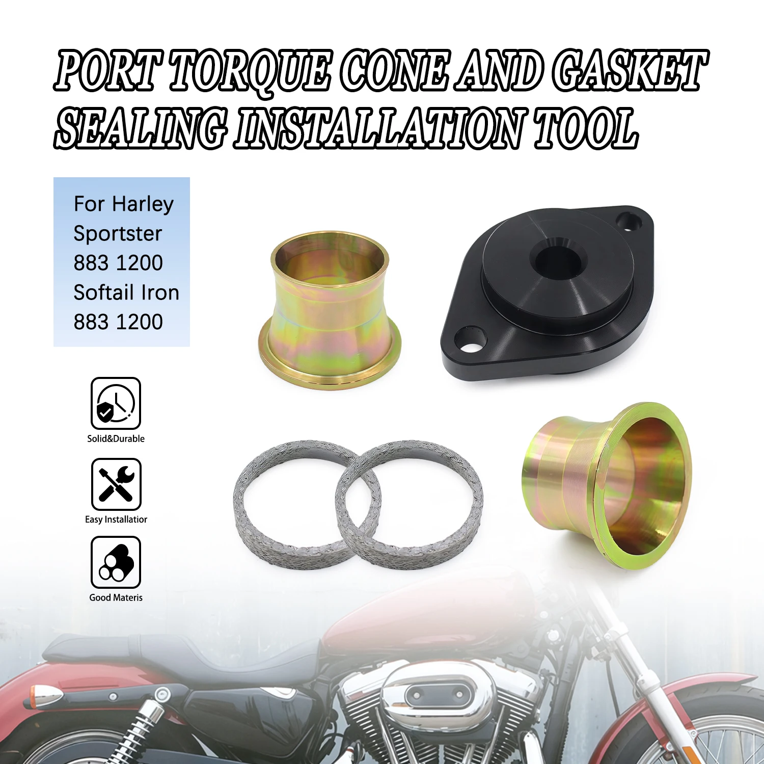 

Exhaust Port Torque Cone Gasket Seal Kit Exhaust Gasket Seal Installer Tool For Harley Sportster 883 1200 Softail Iron 883 1200