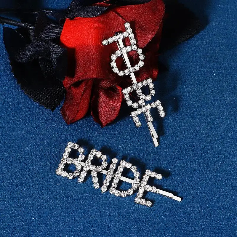 2 Stücke Silberne Strass-Haarspangen mit kleinen Schriftzügen, modische Haarstyling-Accessoires – Detail 3
