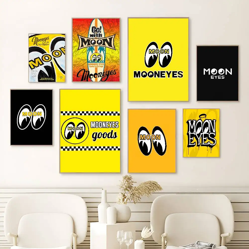 M-Mooneyes Print Vintage Posters Sticky Retro Kraft Paper Sticker DIY Room Bar Cafe Kawaii Room Decor