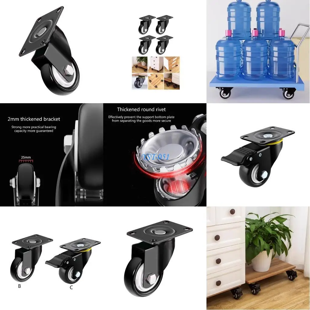 

E15A Upgraded Threaded Stem Polyurethane Universal 2.5" Strong Smooth & Reliable Movement for Furniture