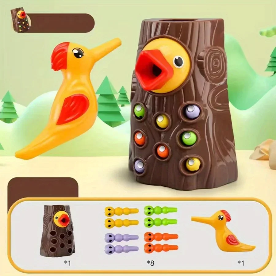 

Woodpecker Catch Worms Toy Development Fine Motor Skills for Kids,Children‘s Woodpecker Toys Magnetic Bug Catching Game Gift