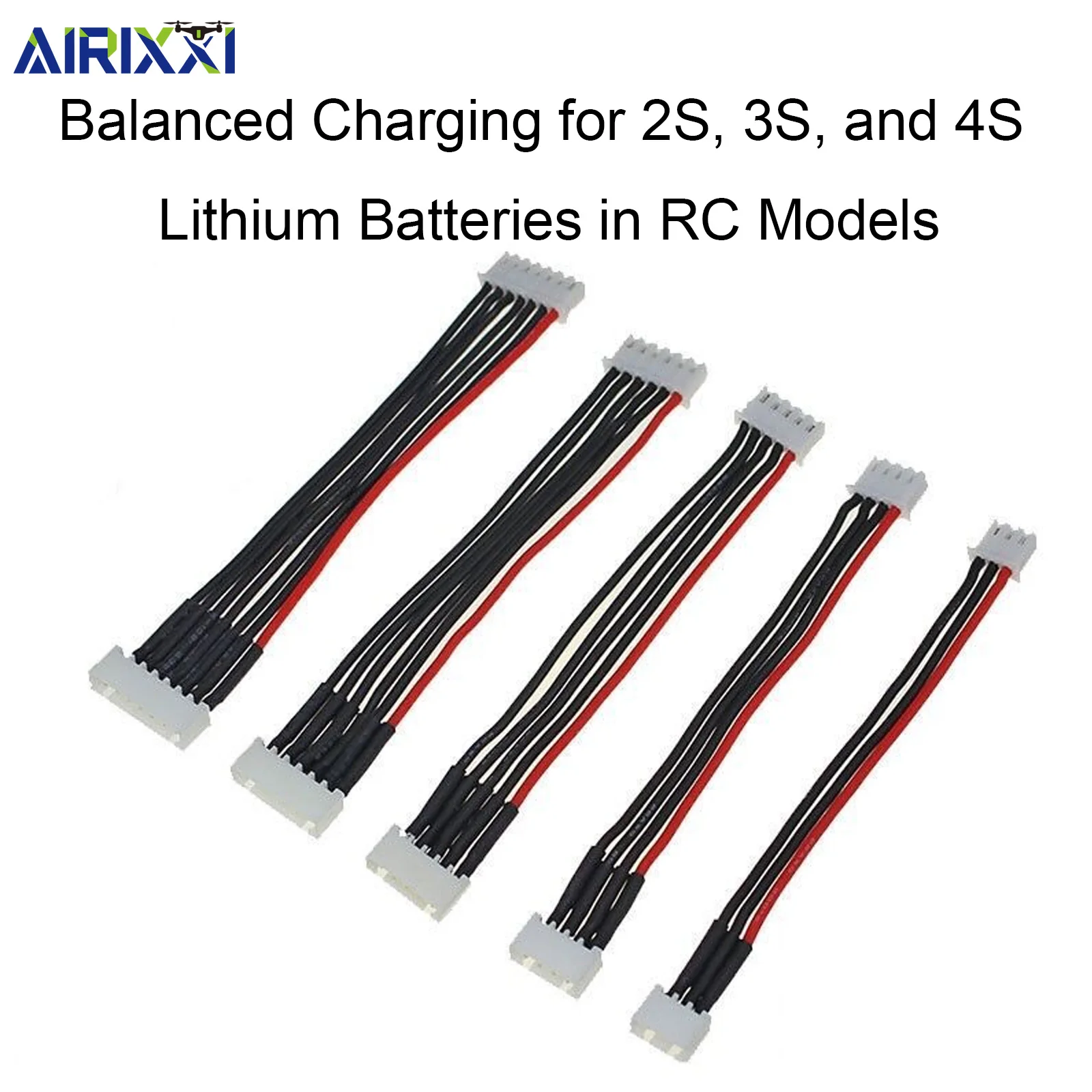 AIRIXXI 2S 3S 4S 5S 6S Balance Charging Extension Cable 10Cm 22Awg Soft Silicone Wire For Rc Drone Quadcopter Model Battery