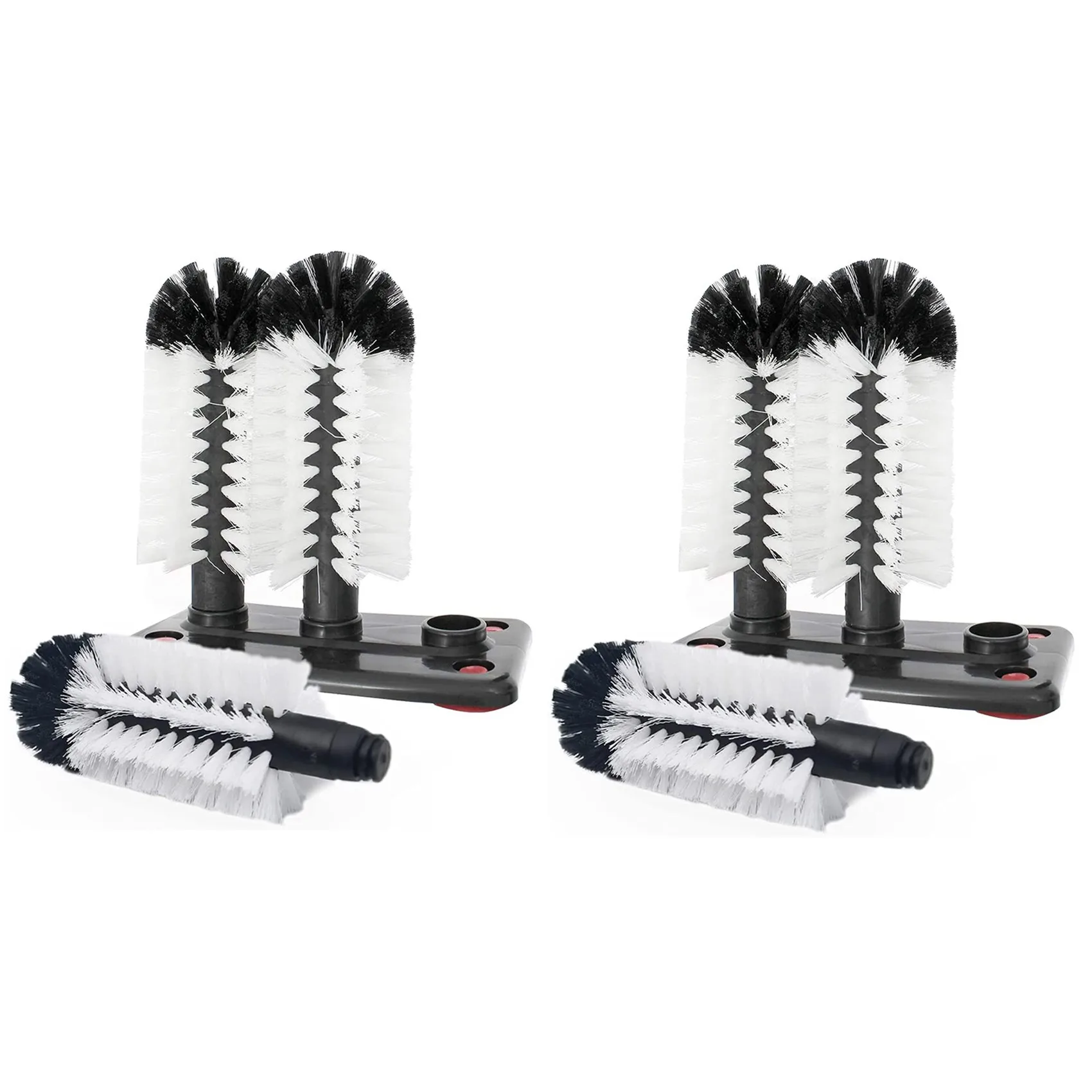 A19F-2X Water Bottle Cleaning Brush Glass Cup Washer With Suction Base 3 Head Bristle Brush For Beer Cup, Long Leg Cup