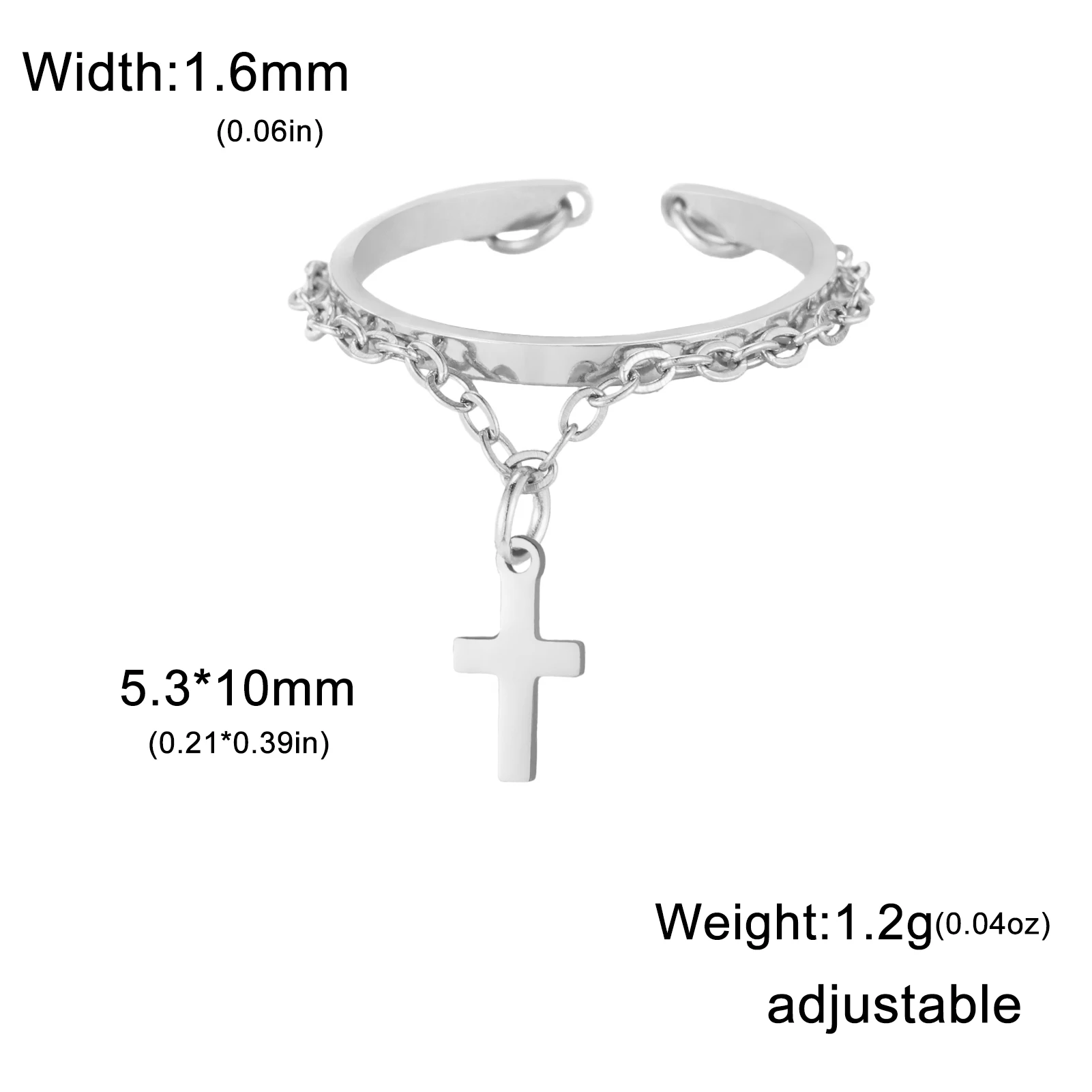 Couple's Open Ring with Heart Zircon Charm