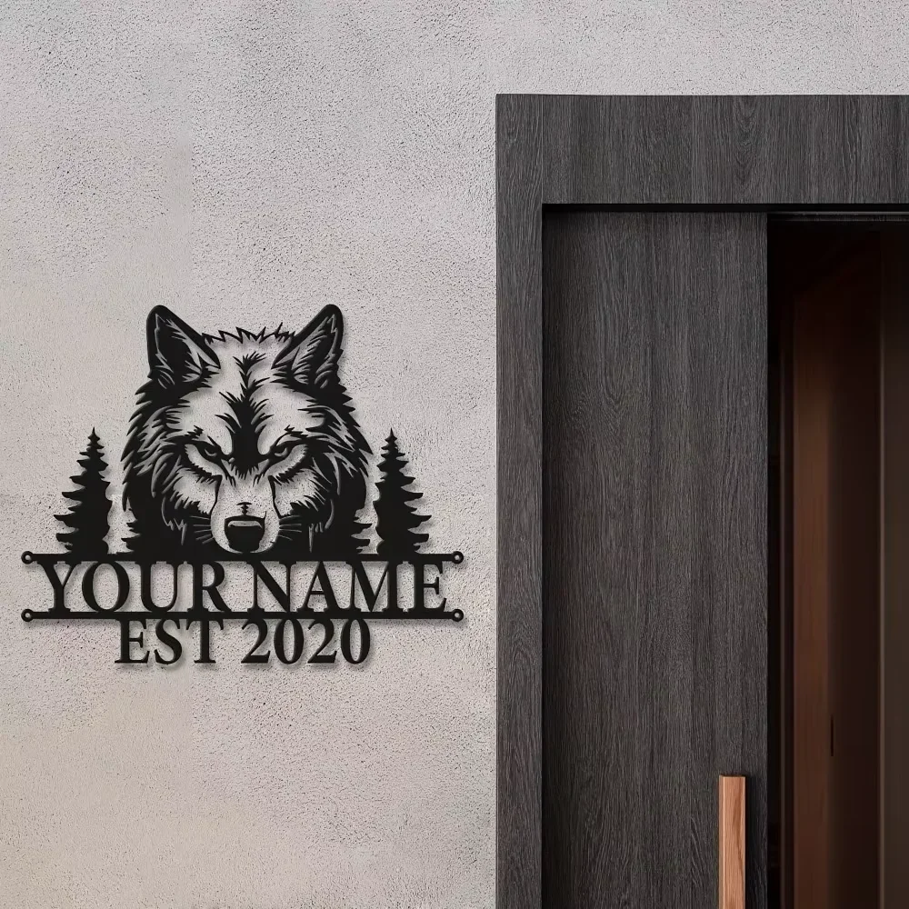 

1pc,Exclusive Handmade Wolf King Metal Wall Decor. Custom Art Deco, Black Matte. Reusable for Living Room Festivals.