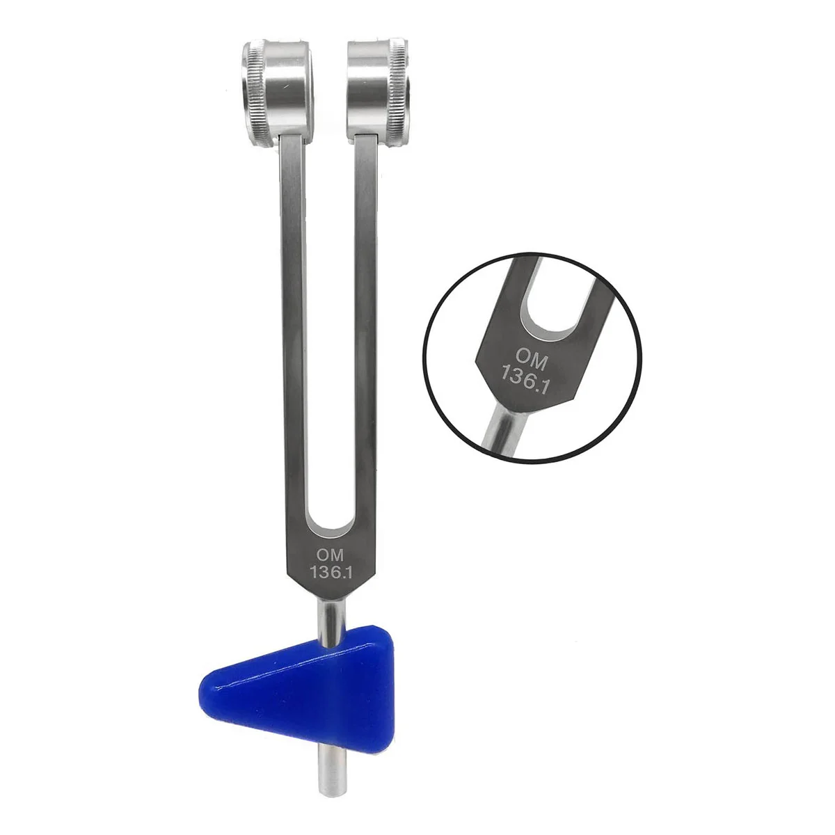 Stimmgabeln aus Aluminiumlegierung OM136.1 Hz mit Hämmern zum Testen des Nervensystems, Klangheilungstherapie