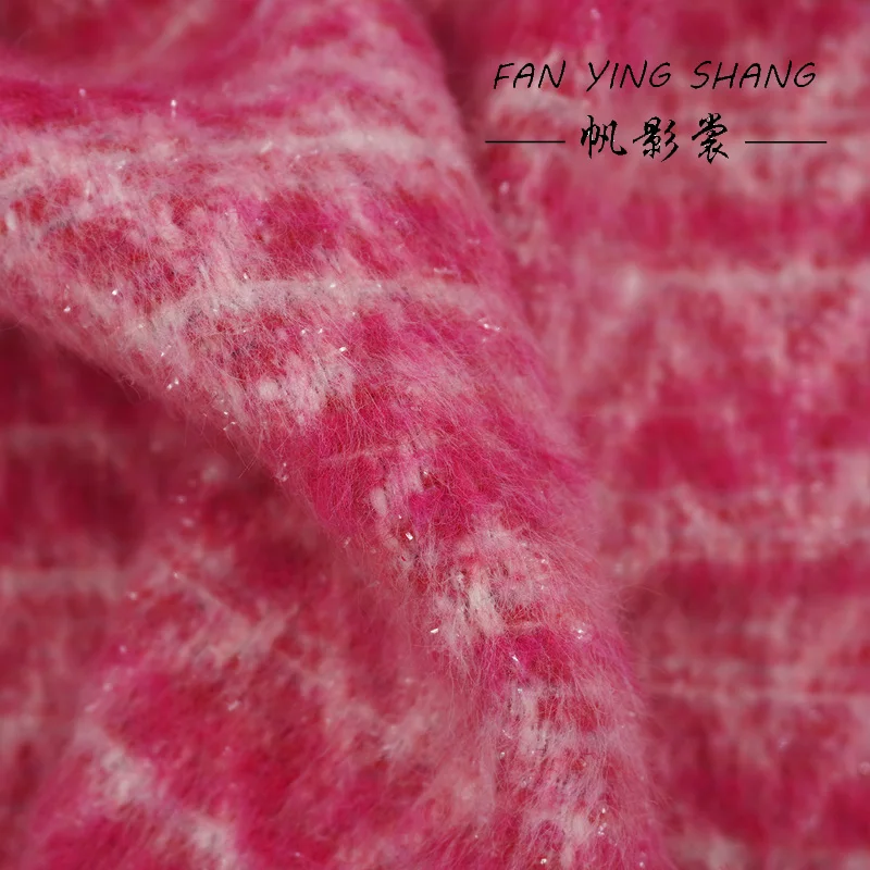 Afbeelding 6: 2025 Nieuwe Mode Rose Roze Pailletten Heldere Wol Wol Stof Voor Jas Telas Costura Tissus Couture тка Susan Naaien Stoffe Tecido