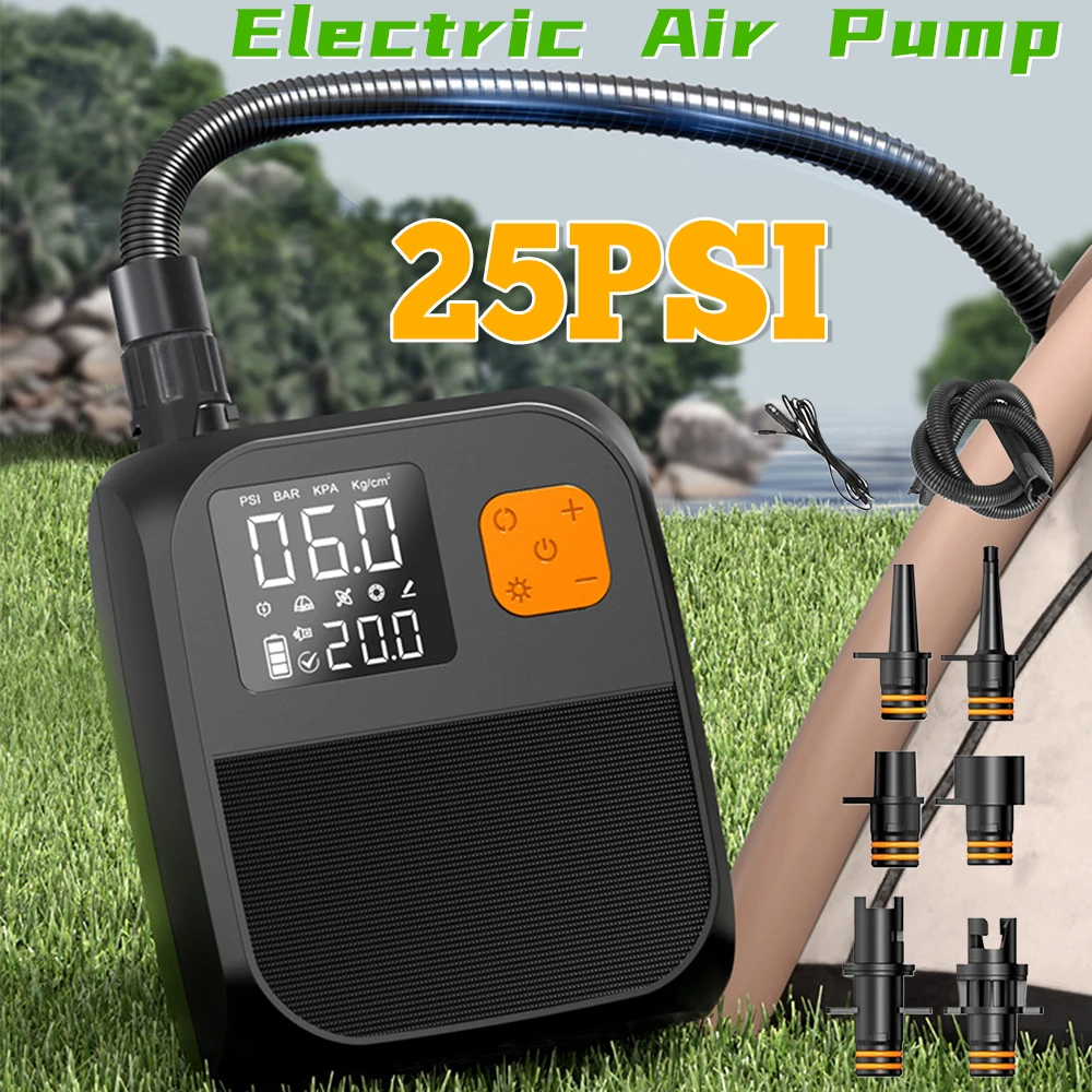 SUP Boat Accessories 25PSI High Pressure Portable Air Compressor Stand Up Paddle SUP Pump Electric Rechargeable Air Pump