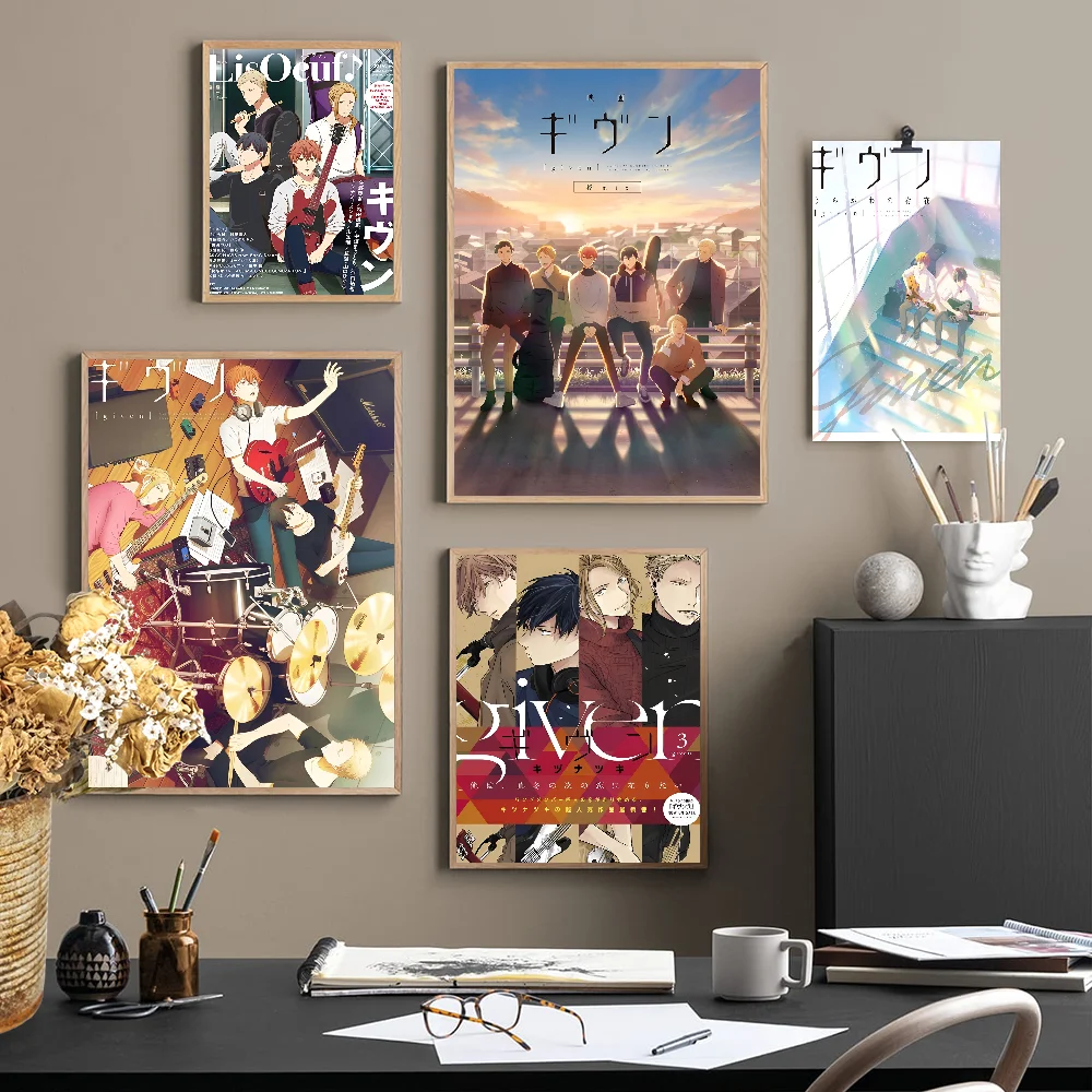 Anime GIVEN Movie Sticky Posters Retro Kraft Paper Sticker DIY Room Bar Cafe Aesthetic Art Wall Painting